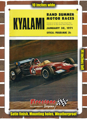 Metal Sign - 1971 Kyalami Grand Prix Circuit Racing Program - 10x14 inches