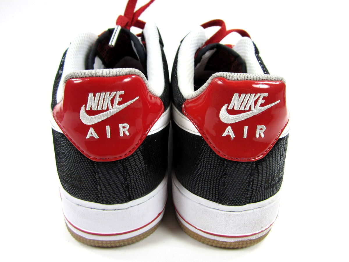 unos pocos mediodía Júnior Nike Shoes Air Force 1 Low Premium Black/White/Red Sneakers Size 10 | eBay