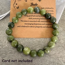 Green Nephrite Jade 8mm Beads Crystal Healing Balance Reiki Bracelet Xmas Gift