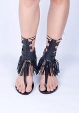 NWOB ANCIENT GREEK Sandals Gladiator Marios Schwab Black Leather Size 37 $415