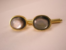 SINGLES 2 1/2" Gray Oval Mother Pearl Vintage Formal Groom Prom Tux Studs c212