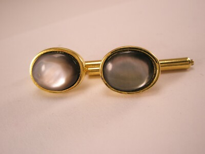 SINGLES (2) 1/2'' Gray Oval Mother Pearl Vintage Formal Groom Prom Tux Studs c212
