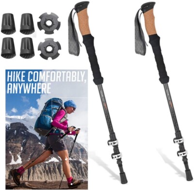 [2 Pack] Trekking Poles Hiking Walking Sticks Adjustable Foldable