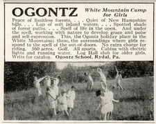 1920 's  Ogontz White Mountain Camp Girls Summer Photo Dancing Print Ad