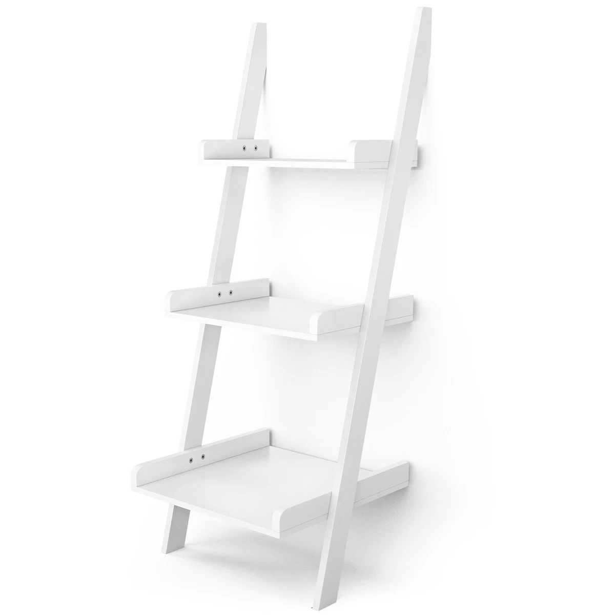 3 Tier Bookcase Leaning Rack Wall Ladder Book Shelf Storage
