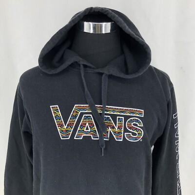 Vans Black Hoodie Spellout Long Sleeve Pullover Sweatshirt Medium