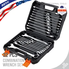 32pc Duo Metric SAE Combination Spanner Set Gear Wrench Standard Head Extra long