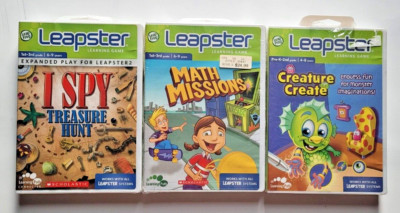 NEW Lot 3 Leap Frog Leapster Learning Games Creature Create/Math Missions/I SPY