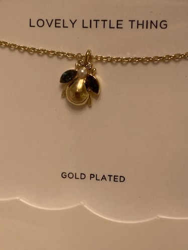 BNWT ESTELLA BARTLETT Gold Plated a Bag w/ Pearl & Blue-Tone Crystal Necklace - Picture 12 of 12