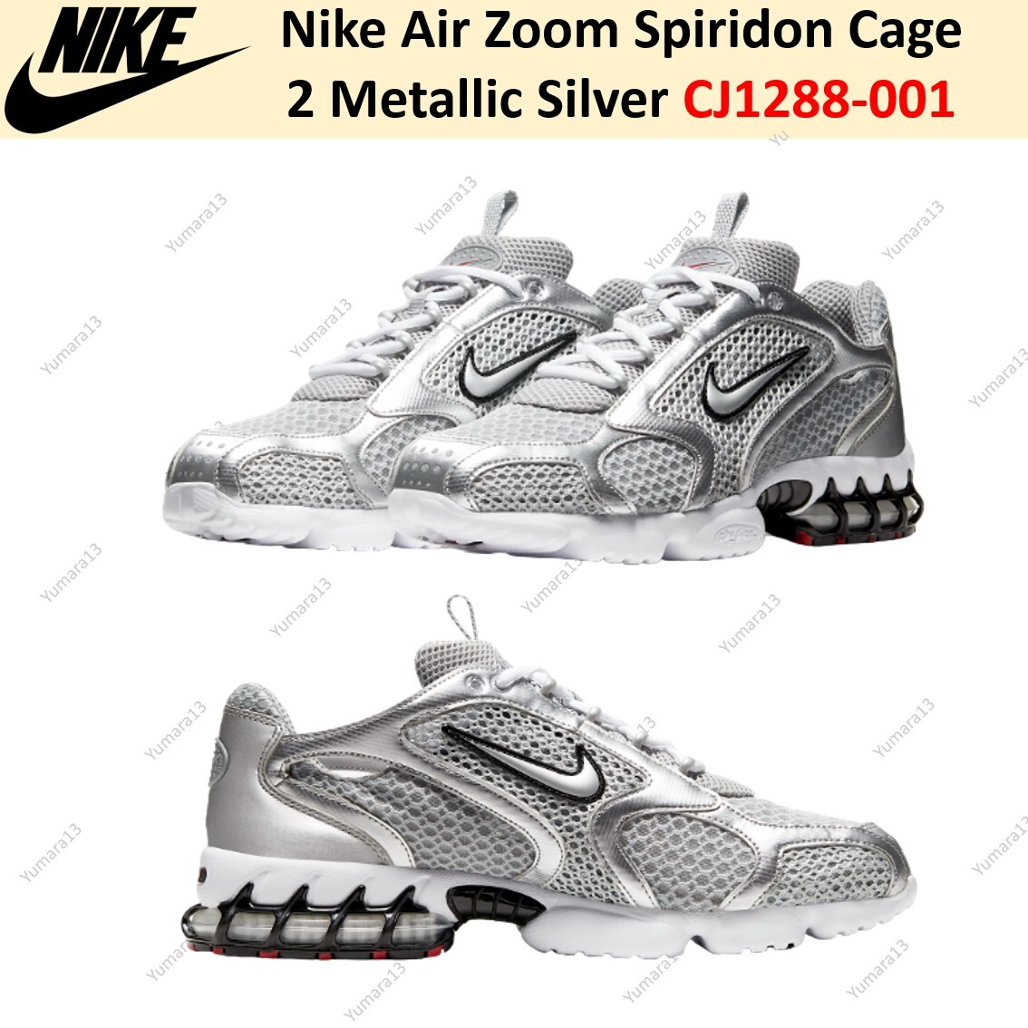 ★Nike★ Air Zoom Spiridon Cage 2 Men's Shoes CJ1288-001 Nike Air Zoom Spiridon Cage 2 Metallic Silver CJ1288-001