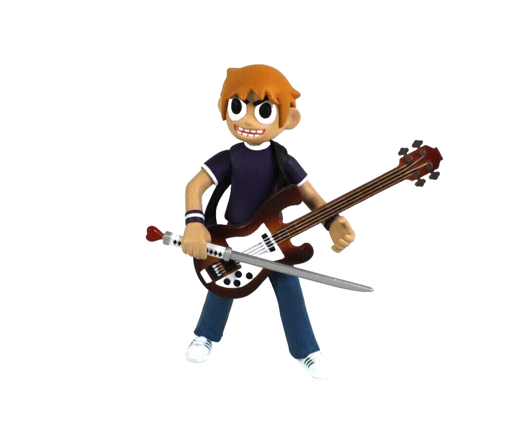 Figura de acción Scott Pilgrim Inc Mezco Toy 6" coleccionable con espada y guitarra