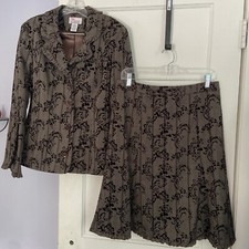 David Rodriguez Women's Raised Paisley Dress Jacket Skirt Suit Outfit Set Sz 8