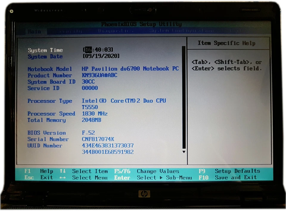 HP dv6700 dv6838ca Notebook Laptop PC Intel Core 1.83 GHz 2GB No HDD/Battery - Image 2 of 4