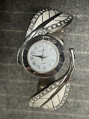Studio C Cuff Style Leaf Rhinestone Metal Quartz Ladies Watch UNIQUE