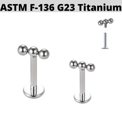 16G Titanio Roscado Internamente 3 Cuentas Tragus Anillo Labret Caracola Cartílago Perno - Imagen 2 de 4