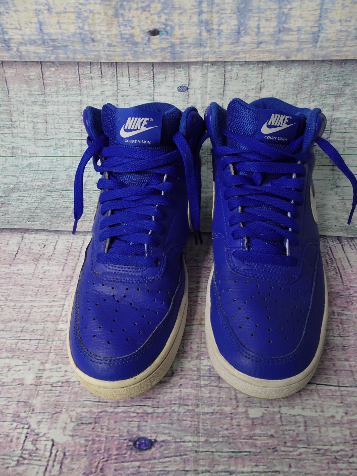 Nike Mens Court Vision Mid CD5466400 Blue Leather Ba… Gem