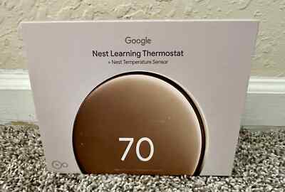 Google Nest Learning Thermostat 4th Gen+ Sensor GA05171-US POLISHED GOLD Sealed