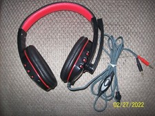 Unbranded Gaming Headset Wired Stereo Surround 3.5mm Mic Black/Red