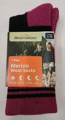 1 Pair Adventuridge Ladies Merino Wool Socks Size 4-10 New