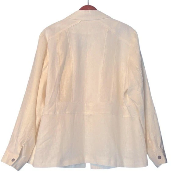 Блейзер льняной Coldwater Creek цвета слоновой кости размер 2X - Изображение 2 из 4