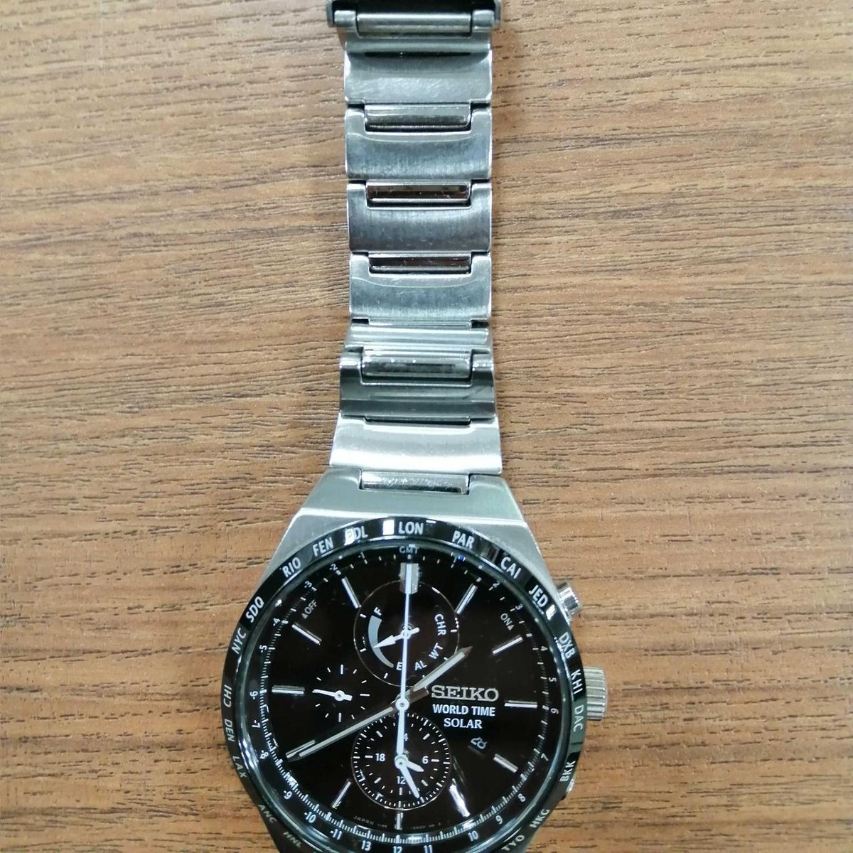 SEIKO v195-0AE0 ソーラー　ワールドタイム ブラック Seiko Spirit Men's Black Watch - V195-0AE0 for sale online
