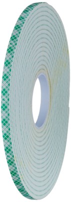 3M 4008 Natural Polyurethane Double Coated Foam Tape, 0.25'' Width x 5yd Length