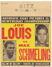 Joe Louis Vs Max Schmeling 2 Boxing Poster Fight Film Original 1938 22x28 Rare