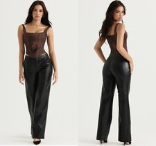 NWOT HOUSE OF CB Omaira Faux Leather Wide Leg Trousers. Size S