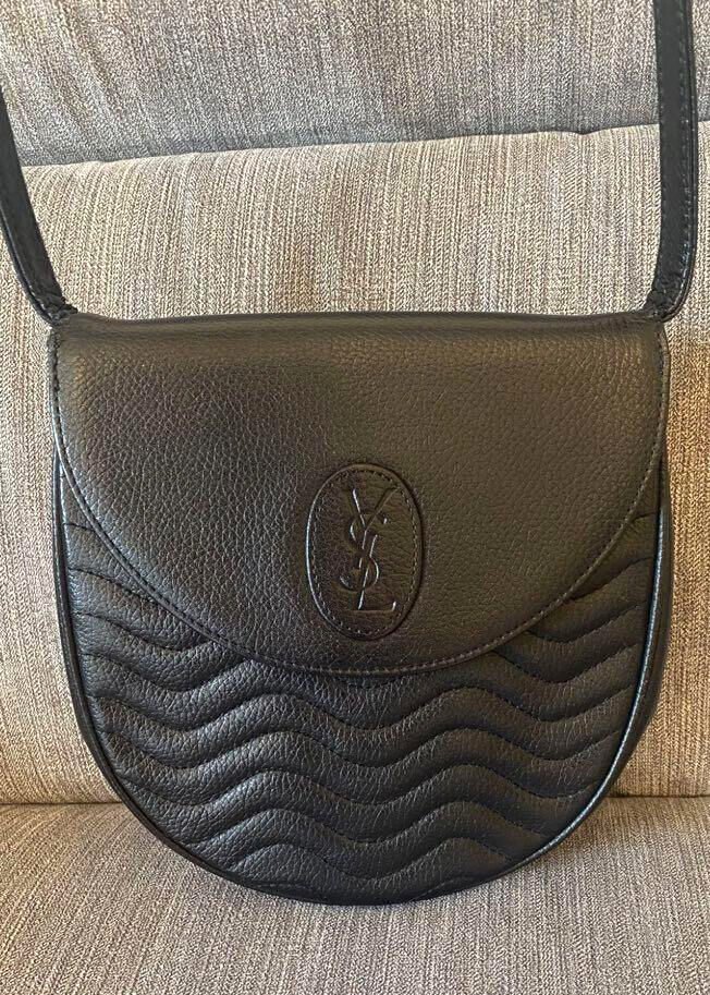 Borsa a tracolla Yves Saint Laurent Cassandra logo pelle nera vintage super rara