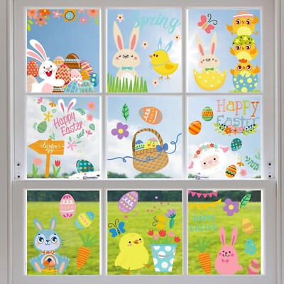 226 Pieces Easter Window Clings Decal Decorations 12 Sheets Teacher Classroom