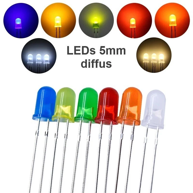 LED 3mm 5mm rund diffus farbig klar 10 20 50 100 Stück Set Sortiment zur Auswahl - Bild 3 von 4