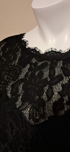 Black Azazie Bridesmaid Dress Size 22 Lace & Chiffon V Back A Line - Picture 5 of 10