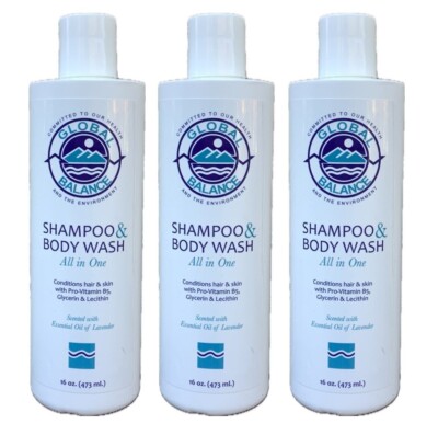 Global Balance Shampoo & Body Wash 2 in 1 Disc Top 3 btls Vegan Eco Friendly