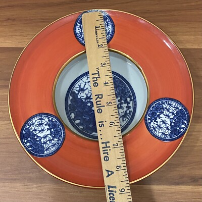 a_たろ　704545 Vintage Shibata Toki Japan Hand Painted Porcelain Orange & Blue