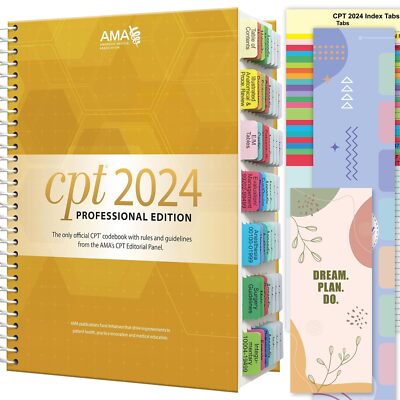 CPT 2024 Professional Edition Book Index Tabs Laminated & Color-Coded 60-Pack