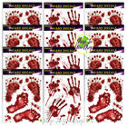 72 BLOODY HAND & FOOT WINDOW CLINGS Blood Sticker Halloween Decoration 12 Sheets