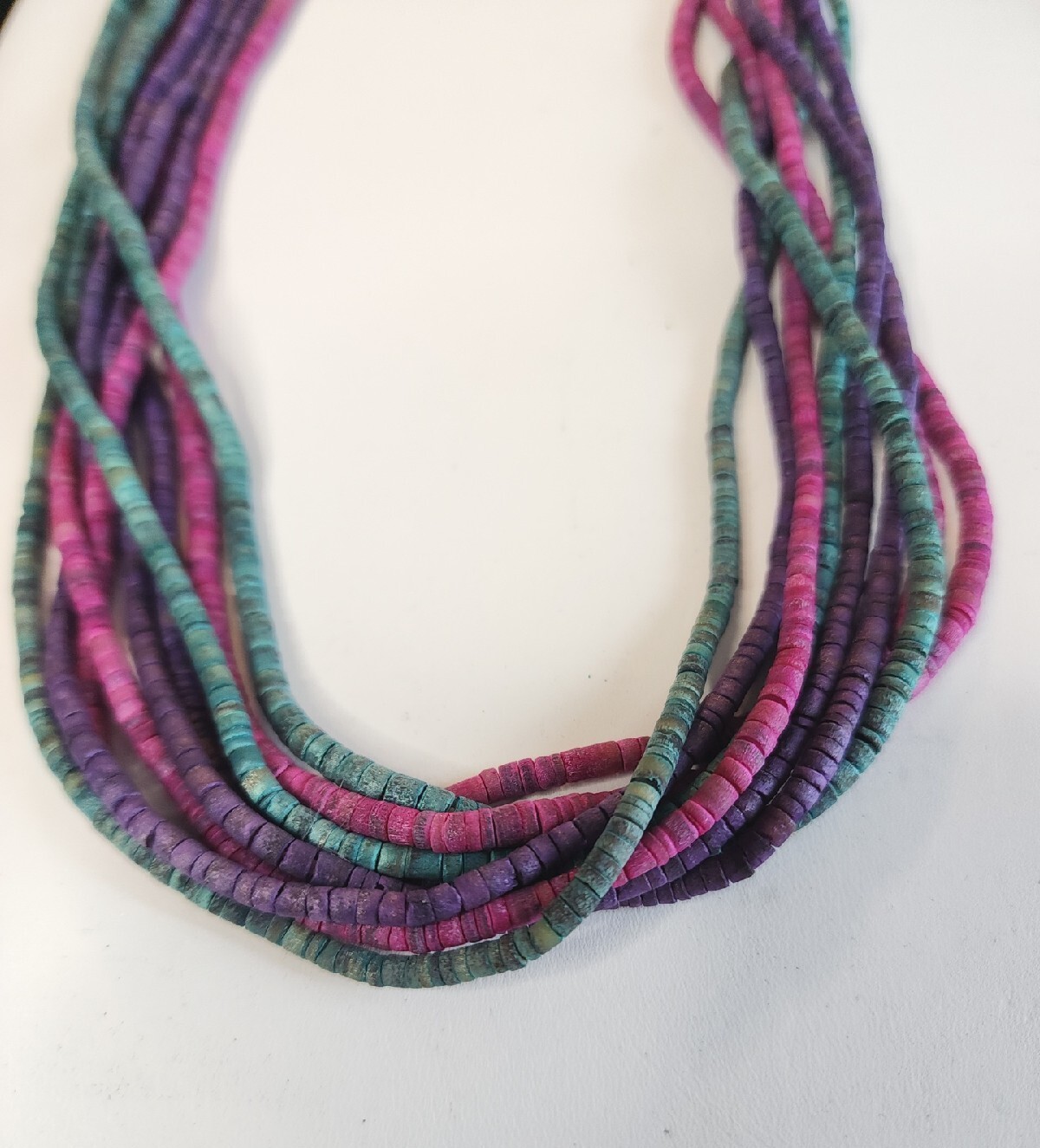 Chunky Multi Colored Multi Strand Beaded Necklace… - image 3