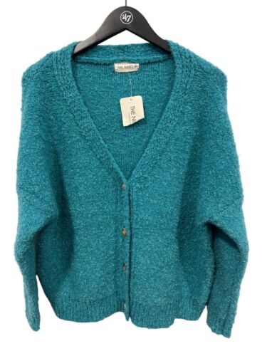 The Nines Textured Button Front Cardigan Sweater Womens M Long Sleeve Teal NEW