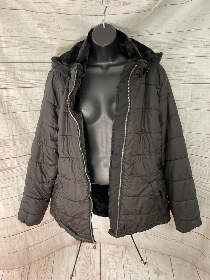 Chaqueta reversible para mujer YMI Collection con capucha cremallera frontal negra talla 2X Foto 2 de 4