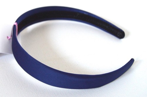 NEW 2.5cm Navy Blue Satin Fabric Aliceband Headband Back To School Hair Fashion - Picture 1 of 2