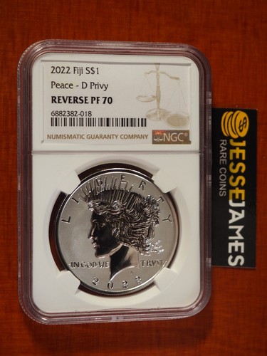 2022 $1 FIJI D PRIVY REVERSE PROOF SILVER PEACE DOLLAR NGC PF70 BROWN LABEL - 第 1/2 張圖片