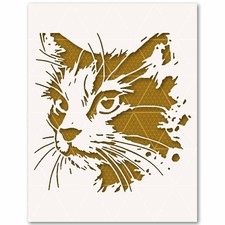 Cute Cat Portrait Stencil Paint Splash Animal 10 Mil Mylar Template