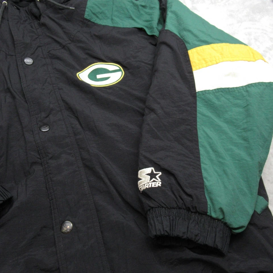Chaqueta De Colección Green Bay Packers Hombres XXL Starter NFL Negra Con Capucha NFL 90s RARA Foto 2 de 4