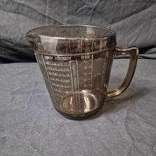 Vintage Arcopal France Brown Smoked Glass Measuring Jug 1 Pint 550ml