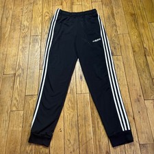 Adidas Mens Essentials 3-Stripes Track Pants Black White Joggers Size Small