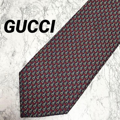 GUCCI Krawatte Krawatte Rot Blau Allover Kleines Muster 100% Seide Made in It...