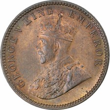 [#349182] India British, George V, 1/4 Anna, 1935, Calcutta, MS(63), Bronze, KM: