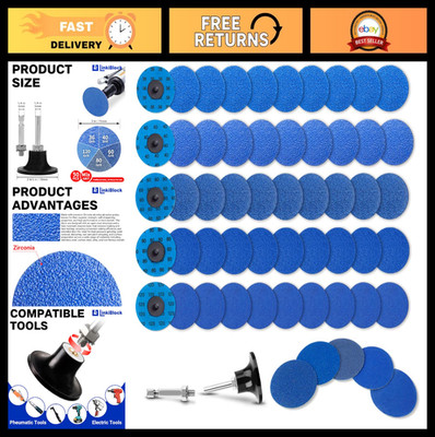50Pcs 3'' R-Type Zirconia Sanding Discs Set - 36-120 Grits, Adapter & Backing Pad