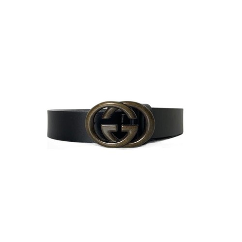 Used GUCCI◆Belt/Interlocking/G buckle/GG/Logo/Leather/Black/Black/170855