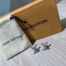 louis vuitton ohrringe mit lv logo und strass silberfarben original neuwertig